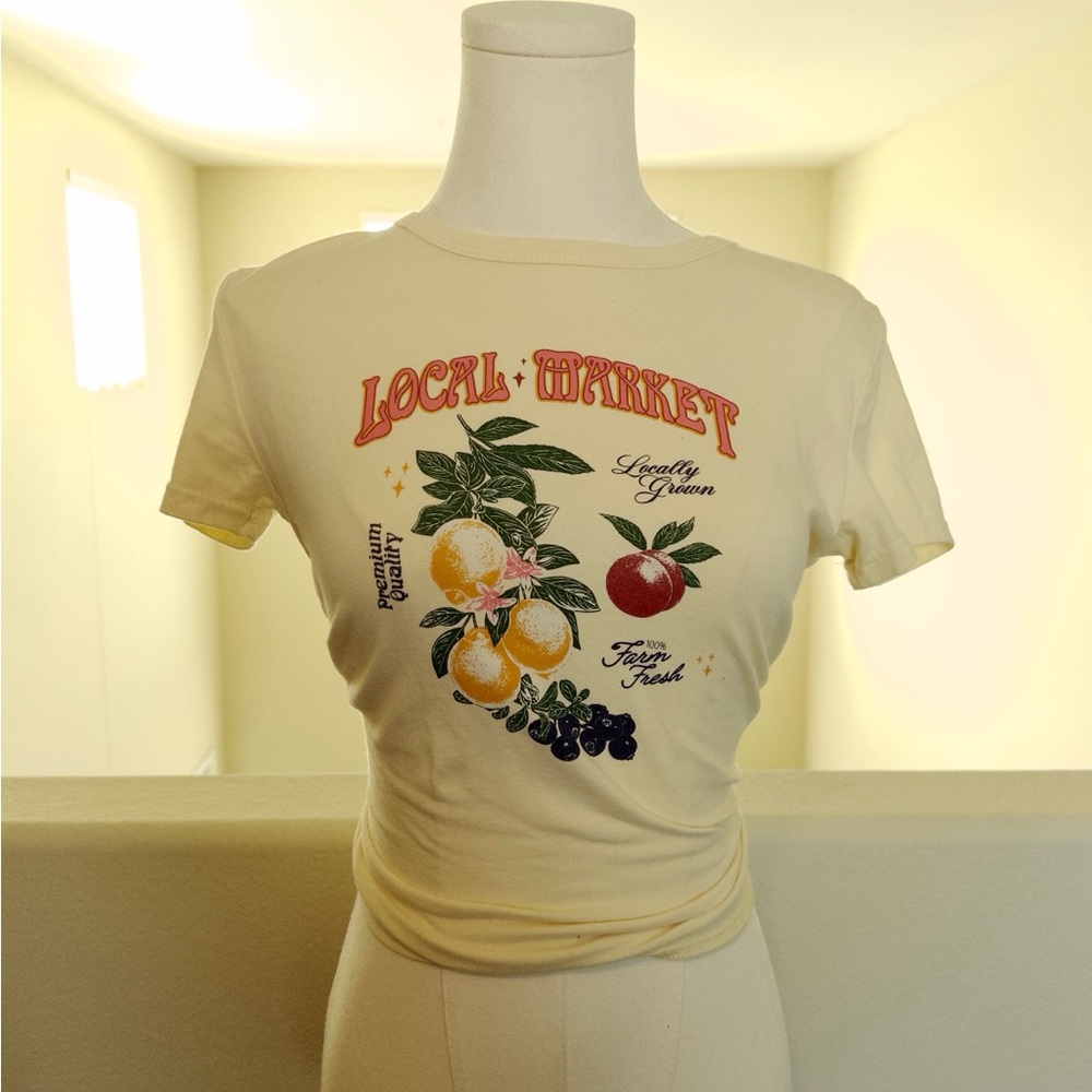 Edikted Cream/Yellow Fruit Graphic Tee